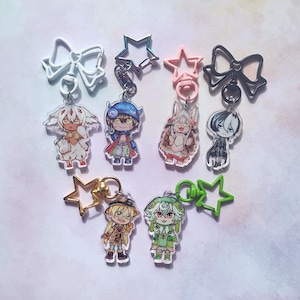 Made in Abyss keychain, double sided charms, cute anime keyring, nanachi, reg, pruska, faputa, kawaii kemono narahate