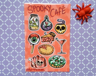 6x4'' Spooky & Cute sticker sheet, halloween stickers, scary stickers, creepy stickers,