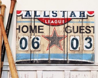 Sports Wall Art Scoreboard Decor - Allstar for Baseball, Football, Basketball, Soccer- Canvas, Prints Artwork for nursery, boys, teens