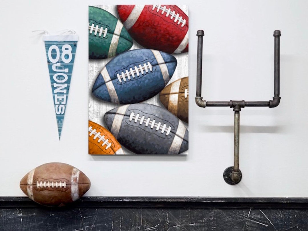Football Wall Art Decor Canvas & Prints. Colored Football Etsy