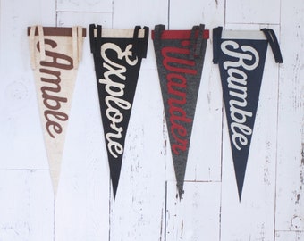 Felt Pennant - Explore, Amble, Ramble and Wander for the wanderlust, outdoor lover!  - from the Happy Camper Collection