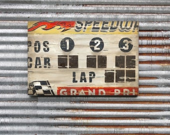 Race Car Racing Transportation Art Wall Art Decor - Race Track Leaderboard / Scoreboard by Aaron Christensen - Race Car, Racing, Stock car