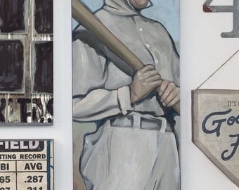 Baseball Wall Art - Baseball Player Art - Baseball back Then Collection - vintage look sports decor print poster and stretched canvas
