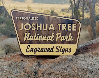 Custom Joshua Tree National Park Sign for Weddings, Engagements and Eloping - 4 LINES engraved for your special day.
