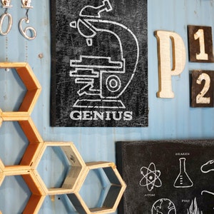 Genius Science theme Wall Art by Aaron Christensen perfect for the geek or nerd chic kids room. image 1