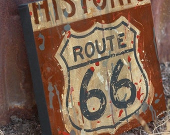 Route 66 Sign Wall Art- A nostalgic highway sign print for the traveler or lover of American icons.