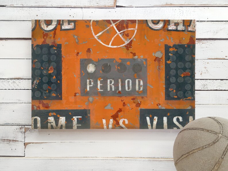 Vintage Basketball Scoreboard in Orange Wall Art Decor by Etsy