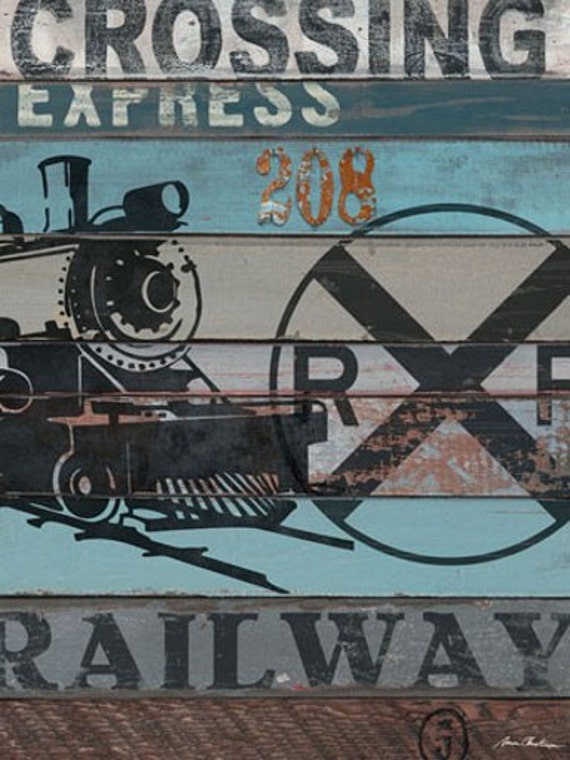 Train Vintage Wall Art American Byways Railway Art Reclaimed Etsy