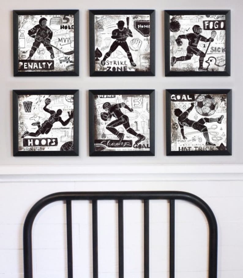 Sports Lacrosse Wall Art Rough Game Decor In Black And White Etsy
