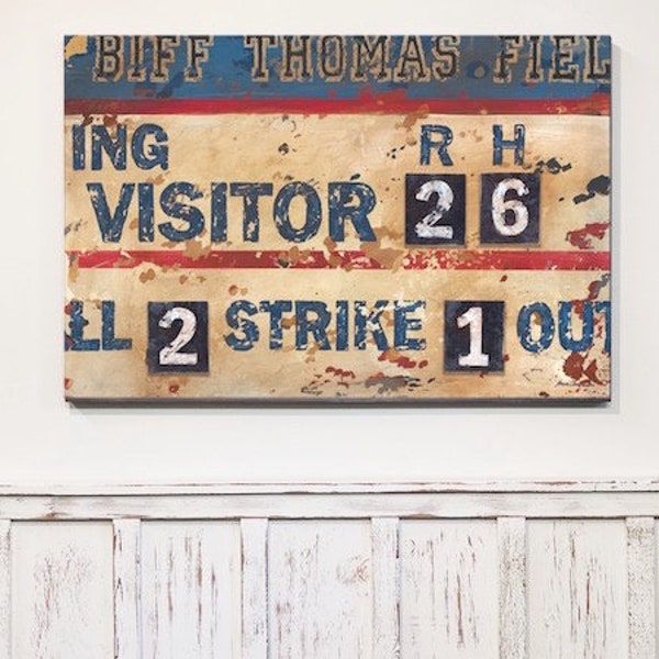 Scoreboard Art Sports Wall Decor Sports Nursery Boys Bedroom Teen Artwork Vintage Baseball Scoreboard Prints Canvas Poster Kids Room Decor