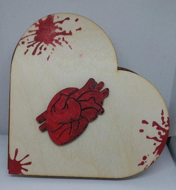 My Bloody Valentine Inspired Wooden Heart Box, Candy Box