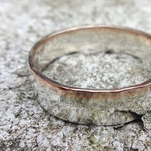 Silver and Red Gold Male Wedding Band
