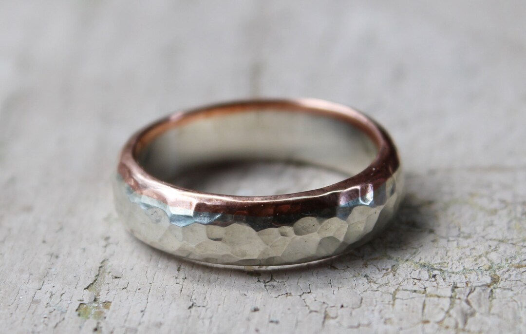 Silver and Copper Male Wedding Band heavyweight - Etsy