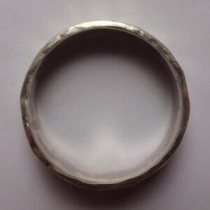 Sterling silver hammered male wedding band image 4