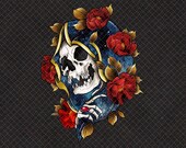 Skull Roses Flowers PNG, Halloween Gift, Skull Flowers, Sublimated Printing, INSTANT DOWNLOAD,Png Printable,Digital Print