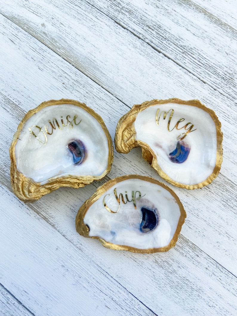 Personalized Oyster Shell With Name Oyster Place Cards Etsy