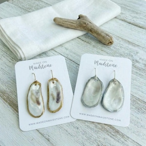 Oyster Shell Earrings | Dangle Earrings | Coastal Jewelry | Handmade Jewelry | Gift for Her | Coastal Earrings