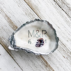 Personalized Oyster Shell With Initials and Wedding Date in Block Font ...
