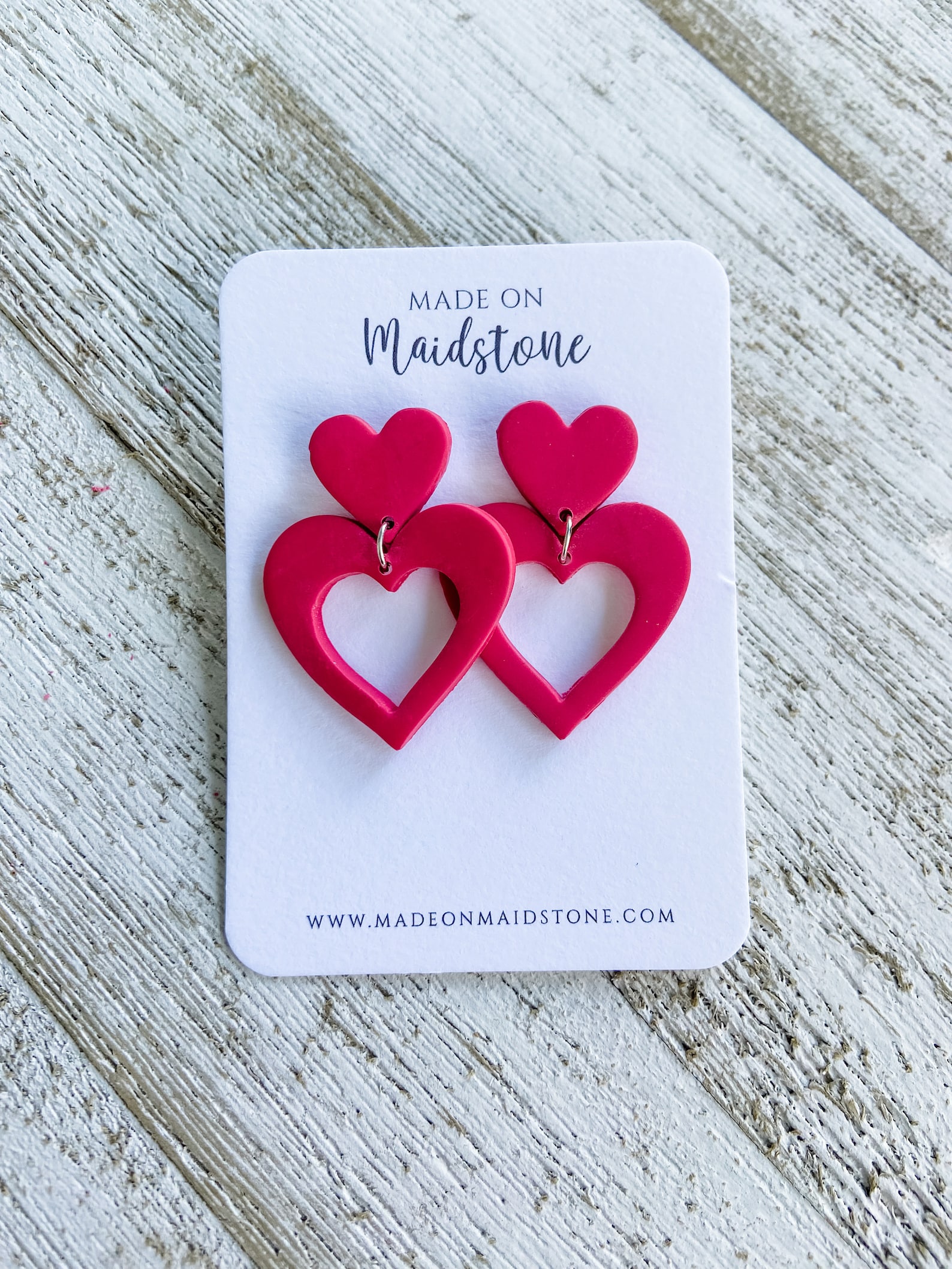 Heart Cut Out Earrings, Valentine's Day Earrings, Polymer Clay Earrings
