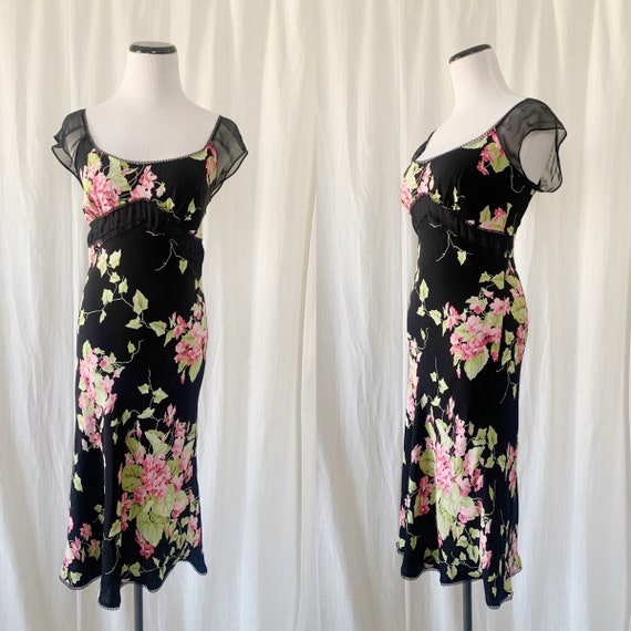 Vintage Y2K Betsey Johnson Silk Floral Slip Dress