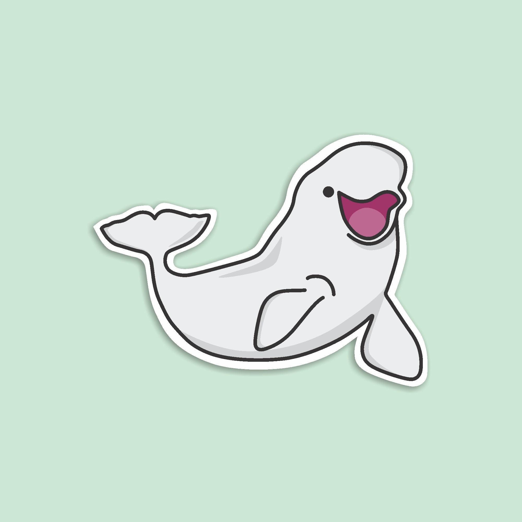 Happy Beluga Whale Waterproof Vinyl Sticker | Etsy