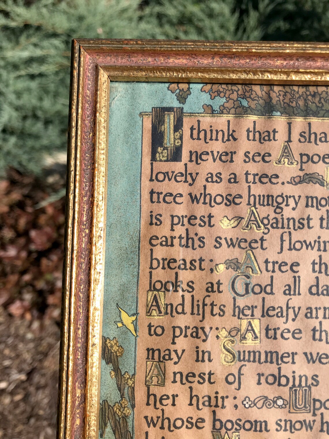 Antique Framed Tree Poem by Joyce Kilmer with Fairy Tale Etsy