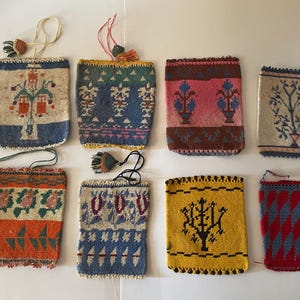 Group of Antique Ottoman Turkish Hand knitted Pouch Coin Purses