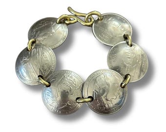 Small World Bracelet, Tiny People Bracelet, Little People Bracelet, People Jewelry, Small World Jewelry, Small World Charm, Coin Bracelet