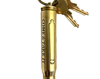 Come and Take It Key Chain, Come and Take It Key Ring, Come and Take It 50 cal Key Chain, 50 cal Key ring, Texas Key Chain, Bullet Key Chain