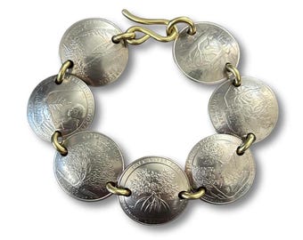 Tree Coins Bracelet, Tree Bracelet, Tree Lover Bracelet, Tree Jewelry, Tree Hugger Jewelry, Geology Jewelry, Geologist Bracelet