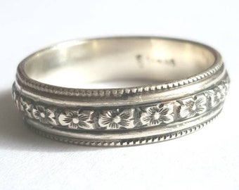 Mens Bohemian Stacking Ring - Rustic Oxidized Silver