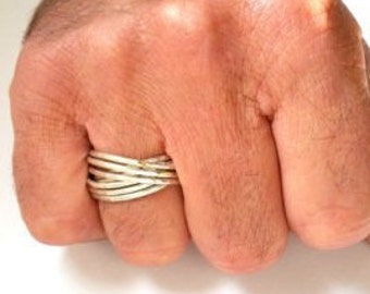 Rolling Interlocking Thumb or Finger Ring - Layering Ring Size 12