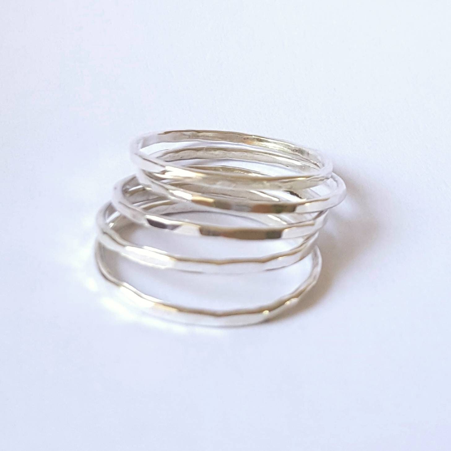Ring Stack Spacer Set of 3 Sterling Silver Thin Stacking Spacer Band Ring Smooth Shiny ...