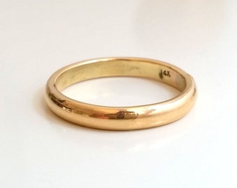 14k Yellow Gold Band - Classic Dome - Men's Women's Wedding Ring