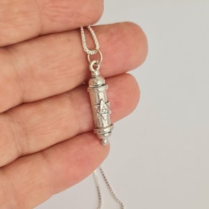 Torah Mezuzah  charm Necklace  - Mens and Womens Jewelry - Bar Mitzvah Gift - Israeli Jewelry  Judaica Jewelry - Holyland Gift