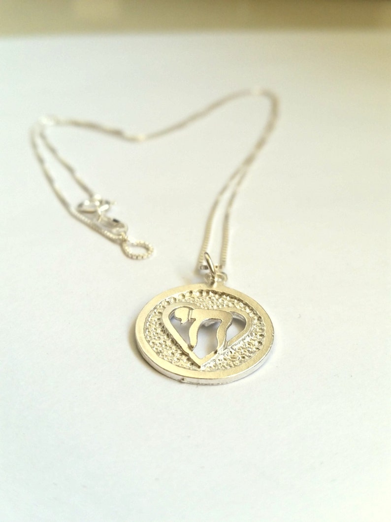 Chai Necklace Hebrew Necklace Heart Necklace Hebrew Etsy