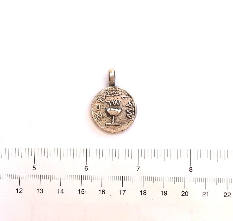 Men/'s Necklace Women/'s Necklace Unique Gifts for Dad Old Coin Necklace Israel Shekel With Chalice Antique Israeli Coin Pendant Necklace