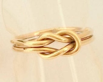Love Knot Ring - LOVERS KNOT RING - 14k Gold Filled & Sterling Silver knot ring - Gold knot ring - Sailor knot - Double strand knot ring