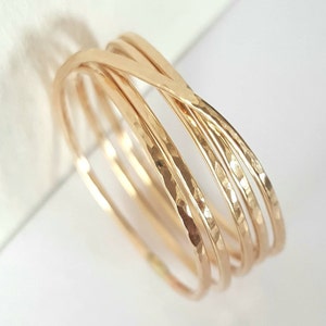 Gold Ring For Woman - Minimalist Criss Cross Hammered Gold  Ring