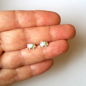 Tiny Stud Earrings - Sterling Silver Elephant Studs