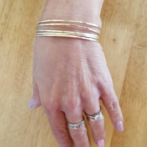 2mm Thick 14K Gold Filled Bangle Bracelet Bracelets Set of 3 Hammered Bangles Gift For Her image 9