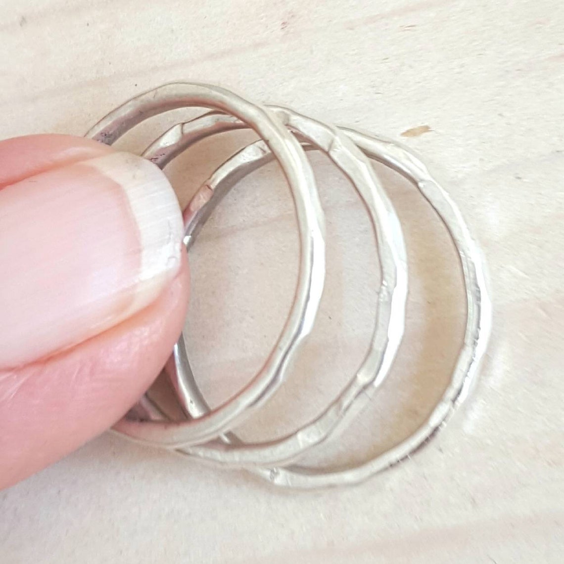 Ring Stack Spacer Set of 3 Sterling Silver Thin Stacking Spacer Band Ring Smooth Shiny ...