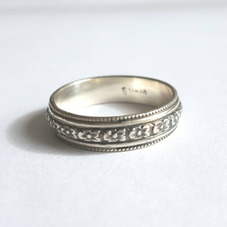 Mens Bohemian Stacking Ring Rustic Oxidized Silver image 4