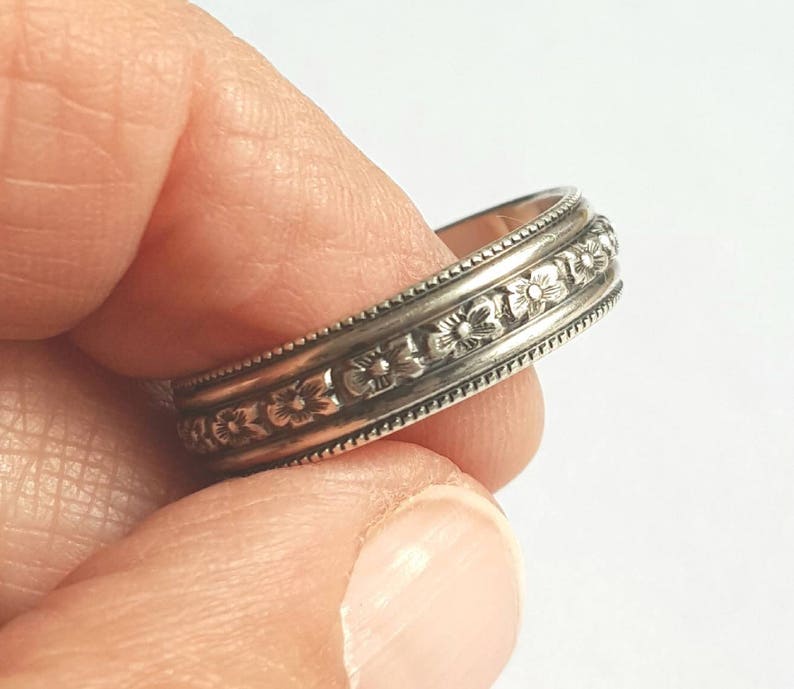 Mens Bohemian Stacking Ring Rustic Oxidized Silver image 2