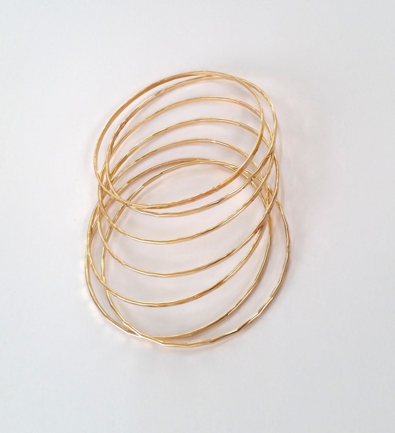 XXL Minimalist Gold Bangles Bracelets Set of 3 Special Size 10 Etsy
