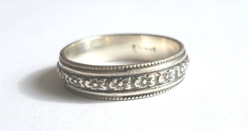 Mens Bohemian Stacking Ring Rustic Oxidized Silver image 1