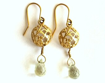 Aquamarine 14k Solid Gold Earrings