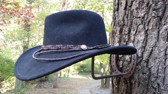 Horseshoe Cowboy Hat Rack, Blacksmith Made, Real Horseshoes, Worn