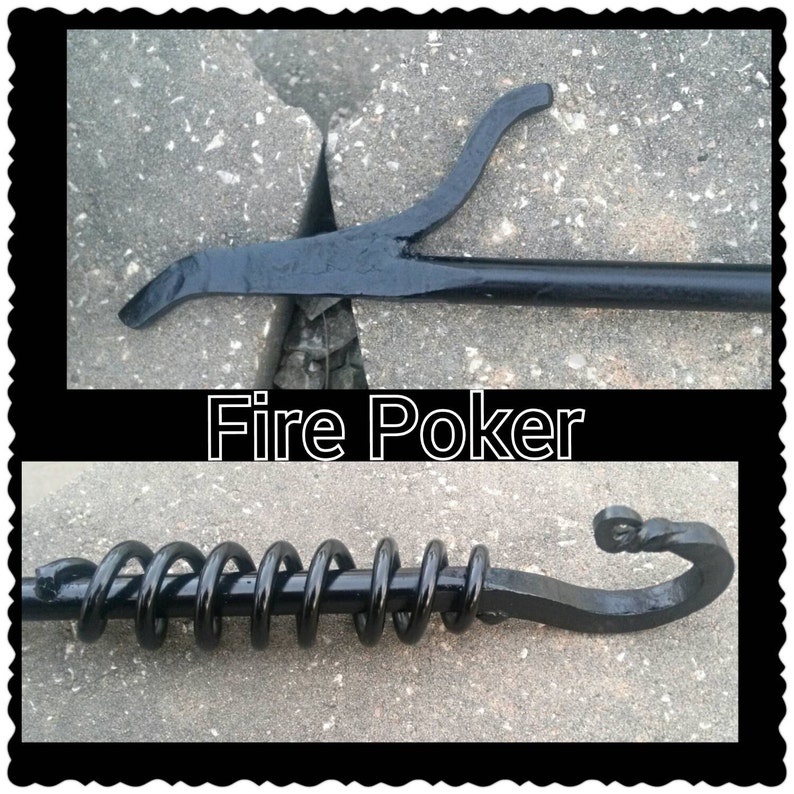 Heavy Duty Fire Poker and Tongs Set Blacksmith Made 47 Etsy