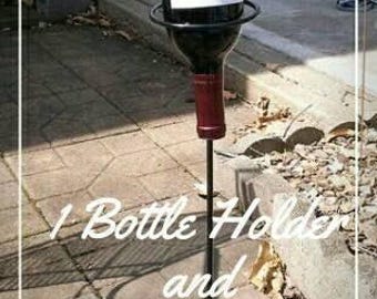 1 Outdoor Wine BOTTLE Holder & 1 Deluxe Patio Base - Blacksmith Made-Ornamental-Wine Bottle rack-Wine accessories**Free Shipping**